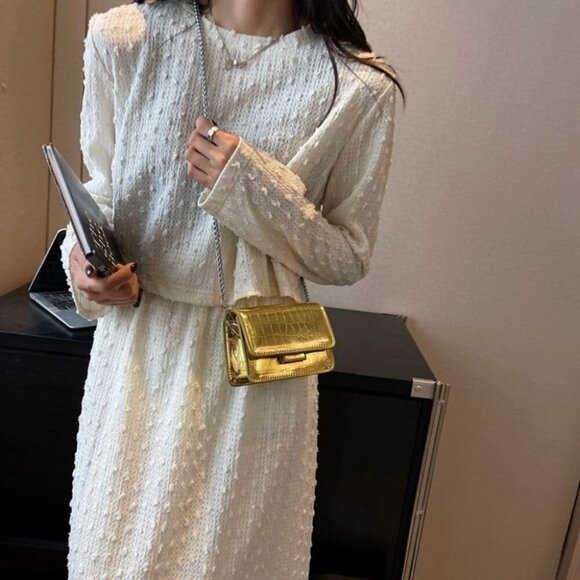 Metallic Silver Evening Mini Purse Crossbody Clutch for Nightclub Parties - Picture 5 of 8